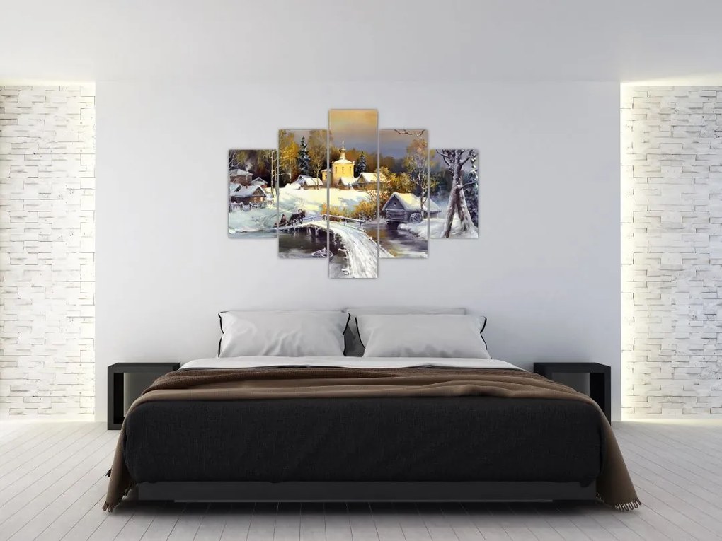 Tablou - Orășel iarna (150x105 cm)