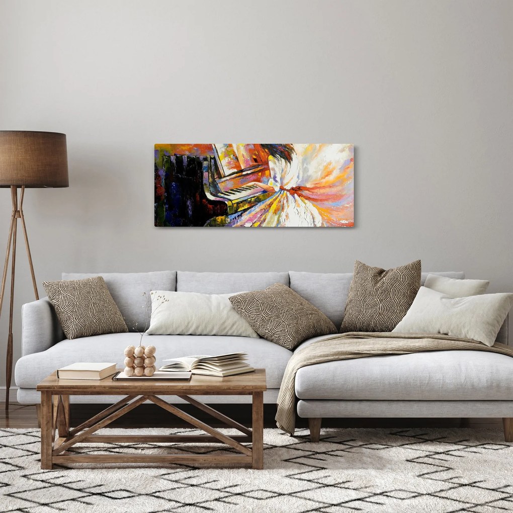 Tablou - Femeia cântând la pian (120x50 cm)