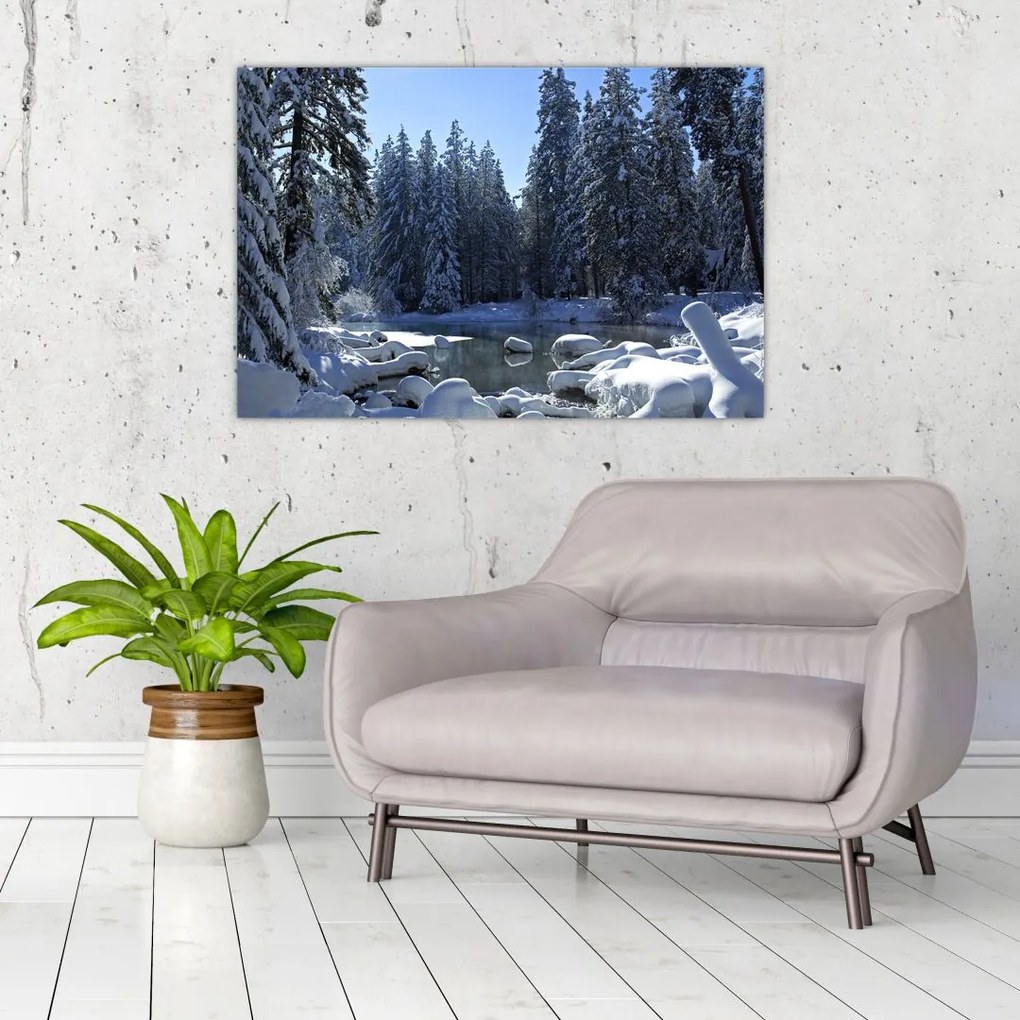 Tablou pădurii înzăpezite (90x60 cm)