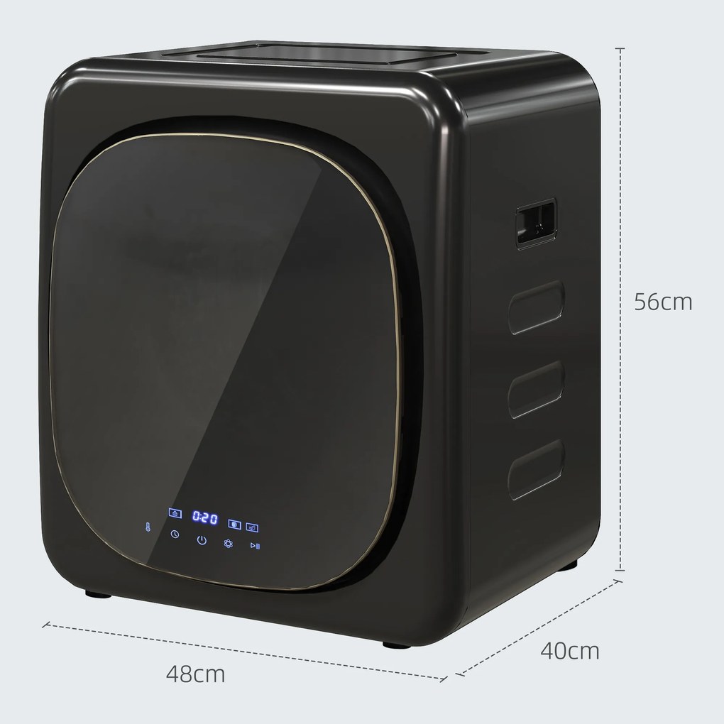 HOMCOM Uscător de Rufe cu Desinfecție UV, Design Compact, Capacitate 4 kg, Oțel Inoxidabil, Negru | Aosom Romania
