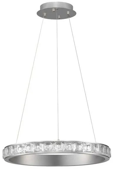 Lustra LED design circular, Otel, Argintiu, Cristal K9, ETEKEN NVL-9501214