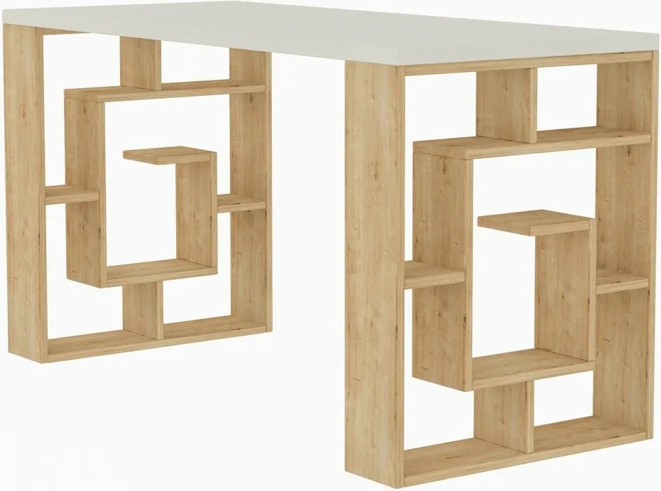 Birou Maze White and Oak