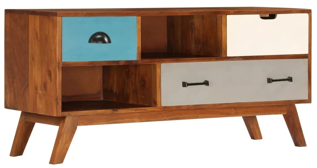 247936 vidaXL Comodă TV cu 3 sertare, 110x35x50 cm, lemn masiv acacia