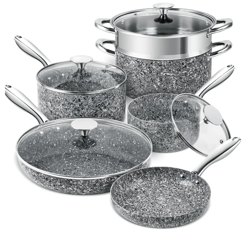 Set oale Michelangelo Grey, antiaderente, cu inductie, 10 piese