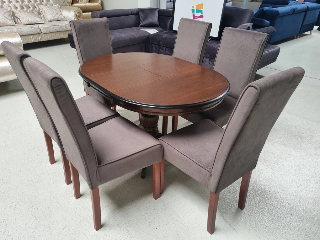 Set Glamy 12 masa 120/90/90 cm + 6 scaune tapitate PERSONALIZABIL PE CULORI