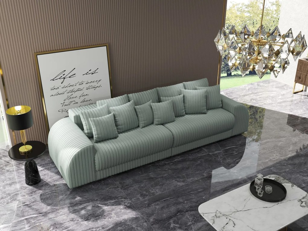 Canapea extensibilă dumonde cu 2 lăzi de depozitare si sezut confortabil din spuma high-density, Verona Ambience Mint 310x100 cm