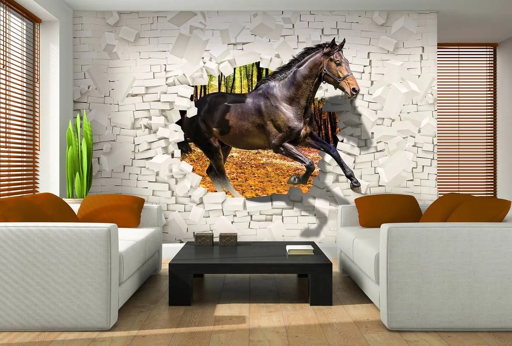 Fototapet - Calul a sărit din perete 3D (152,5x104 cm)