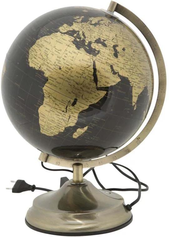 Decorațiune luminoasă Globe, 38x25x25 cm, metal/ plastic, negru/ auriu