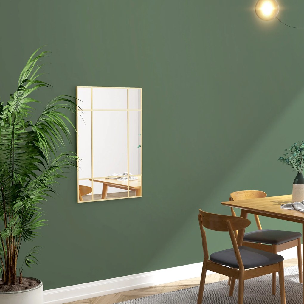 Homcom Oglinda Perete – Dreptunghiulara cu Cadru Metalic Stil Fereastra | Aosom Romania