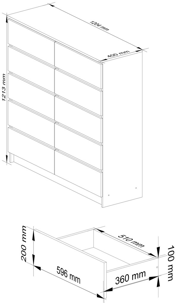 Comodă Kapil III (Alb + Stejar sonoma). 1069728
