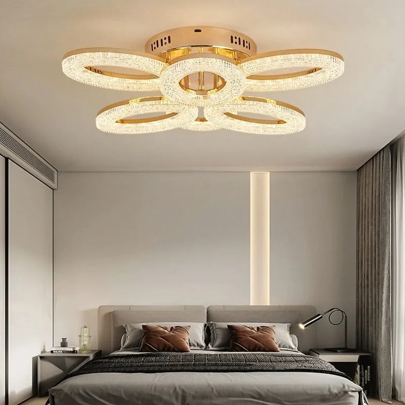 Lustra Cu Telecomanda, 3 Tipuri De Lumina, Intensitate Reglabila, 120W, Auriu