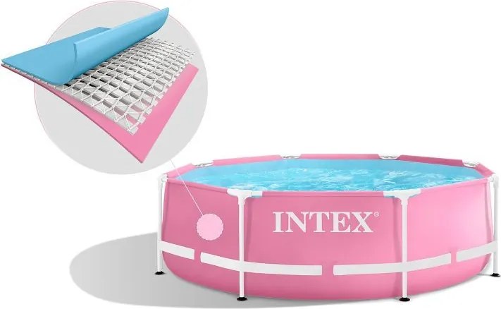 Piscină de grădină roz cu cadru 244 x 76 cm