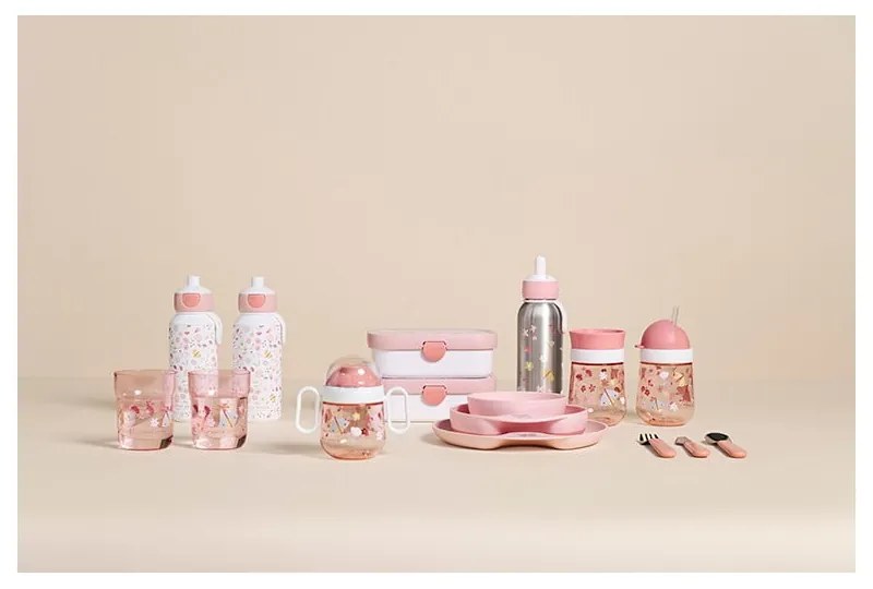 Cutie de gustări pentru copii cu sticlă Flowers &amp; butterflies – Mepal