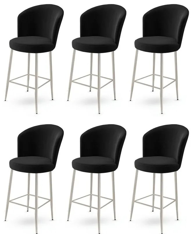 Set de scaune de bar Alte Black and Chrome, 6 buc., 6 buc.