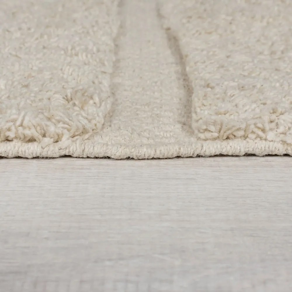 Covor crem țesut manual din bumbac 80x150 cm Ada Arch Geo – Flair Rugs