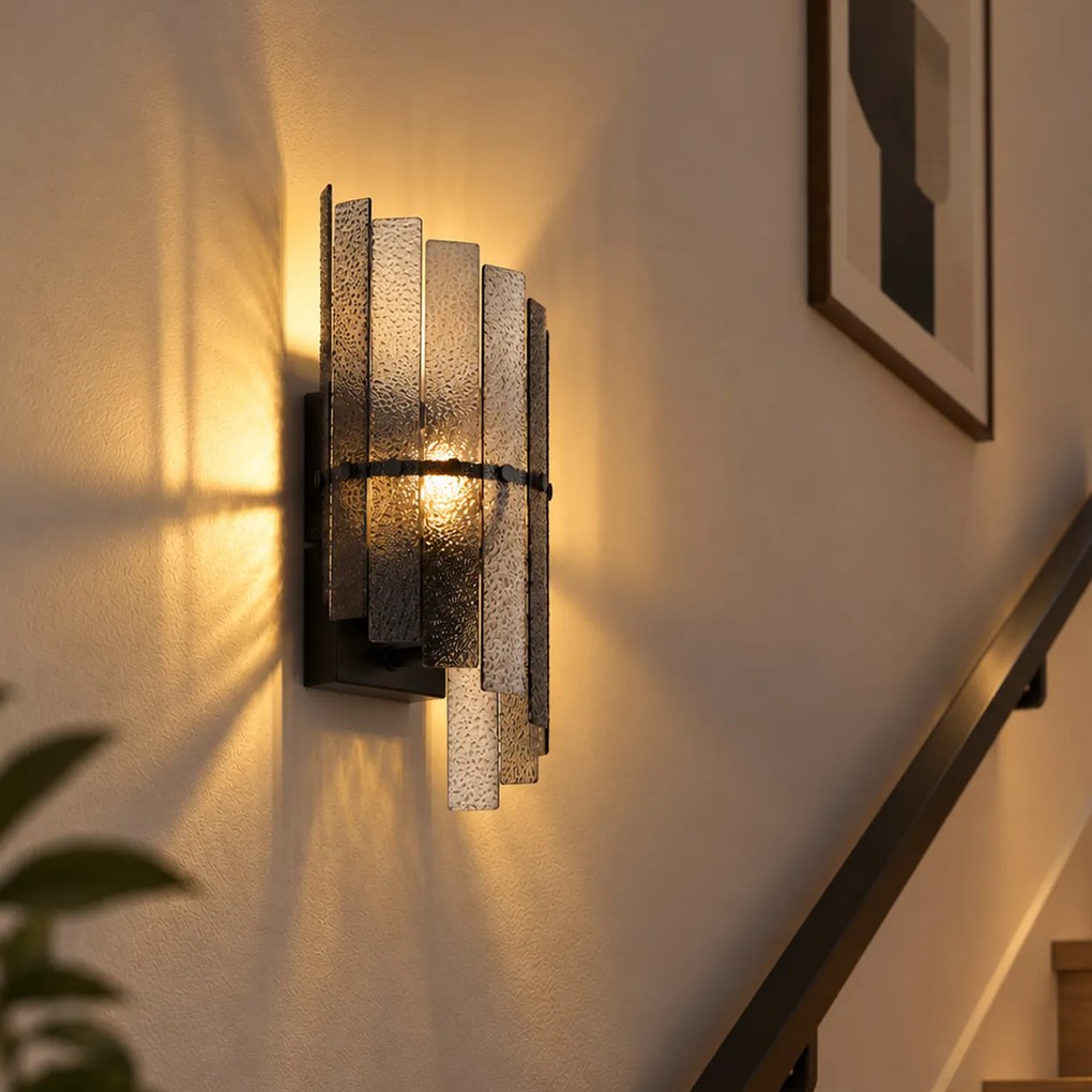 Lampă de perete de design neagră cu sticlă fumurie - Versailles
