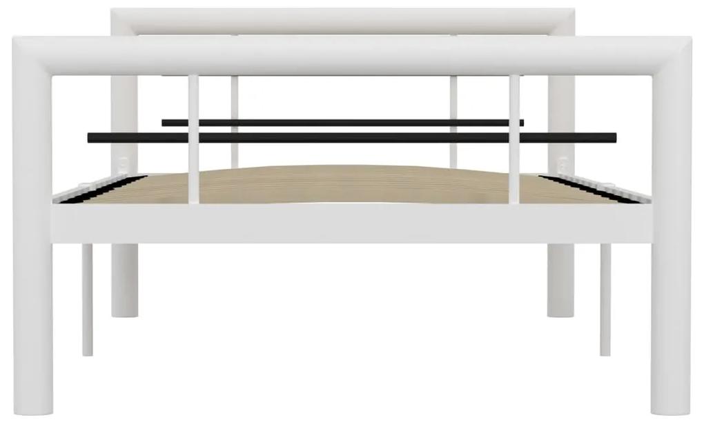 Cadru de pat, alb si negru, 90 x 200 cm, metal Alb si negru, 90 x 200 cm