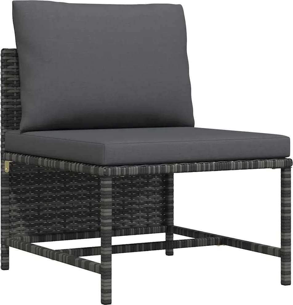 vidaXL Canapea modulară cu perne, de mijloc, gri, poliratan