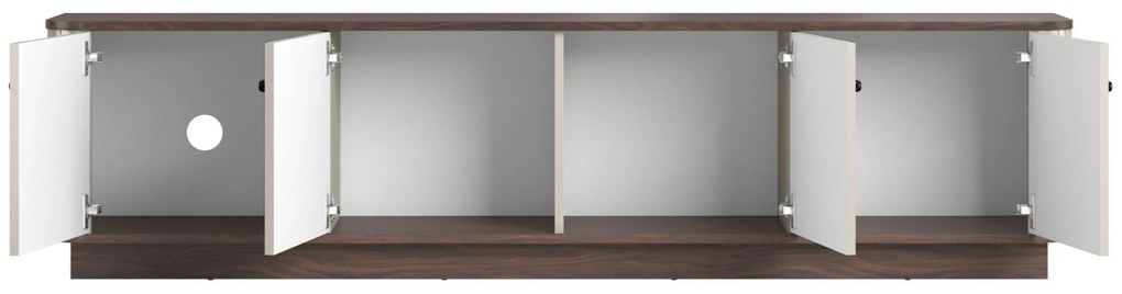 Dulap TV Vesper 187 cm cu 4 uși - cașmir / nuc / mânere negre