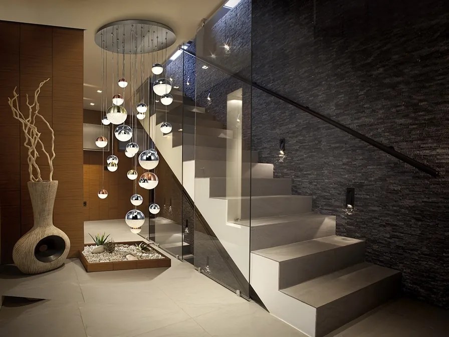 LUSTRA XXL cu 27 pendule LED, H-300cm, DIMABILA prin BLUETOOTH Sphere