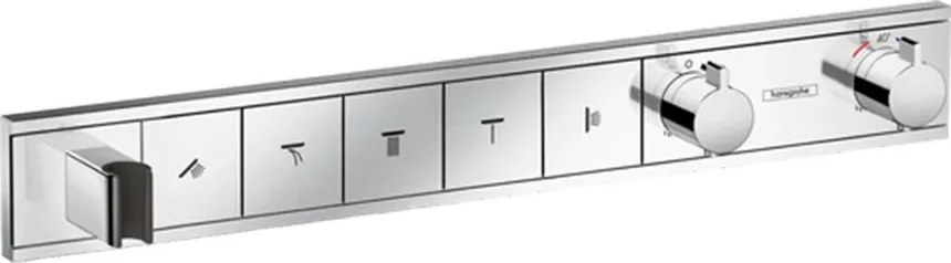 Baterie dus incastrata cu 5 functii Hansgrohe Rainselect cu termostat crom lucios
