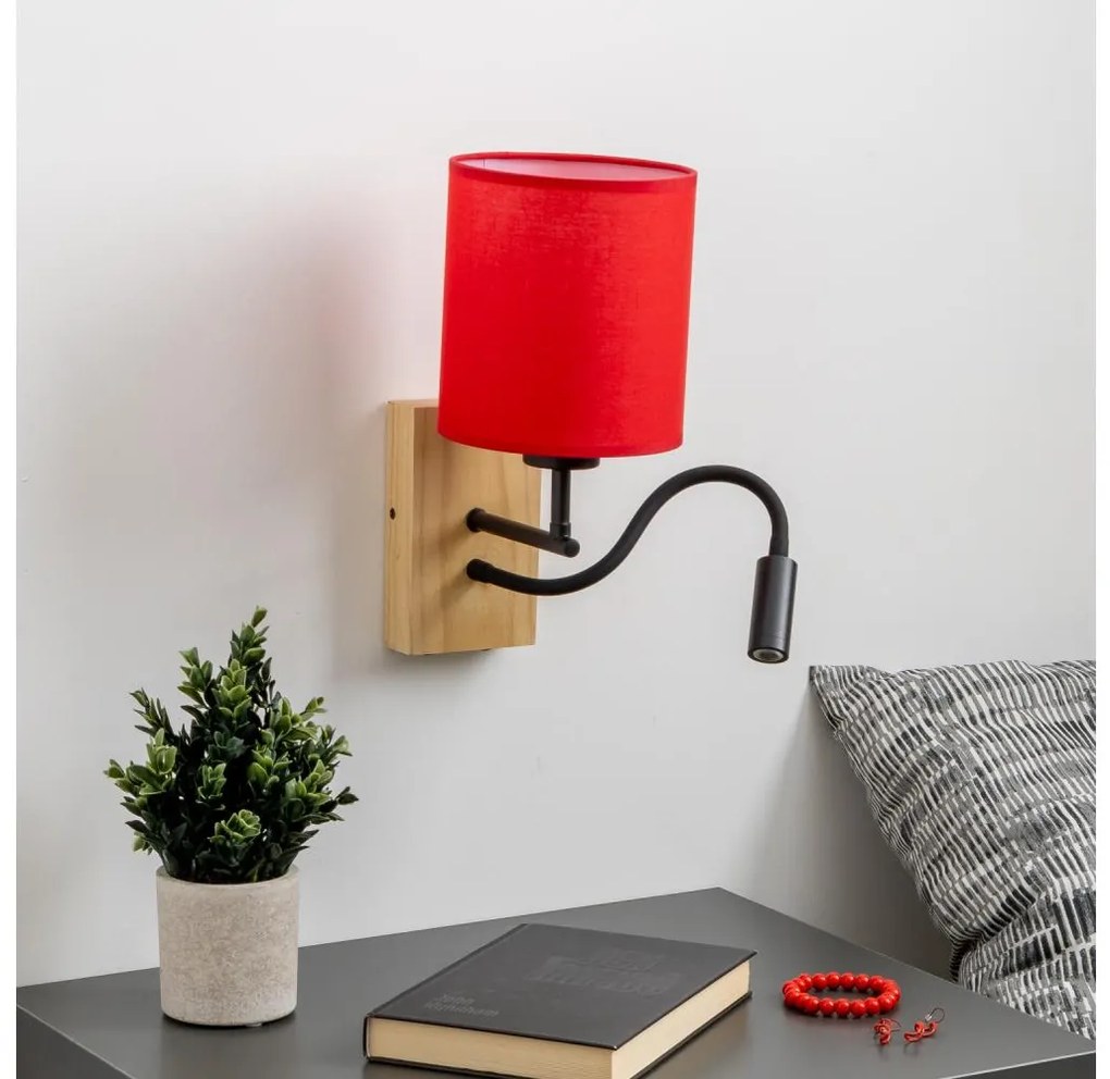 Lampă LED de perete Brilagi NUBILA WOOD 1xE27/25W/230V + LED/3W stejar/roșu