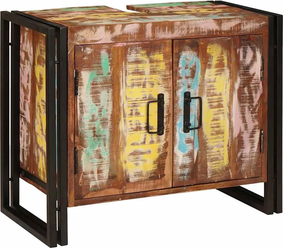 vidaXL Dulap de chiuvetă cu raft Multicolour Lemn recuperat masiv