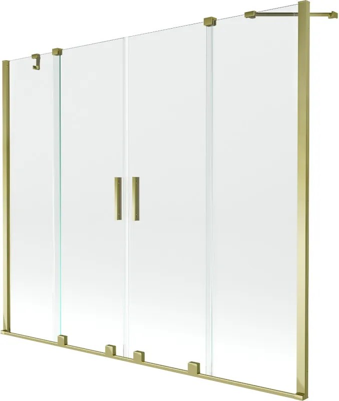 Mexen Velar Paravan cadă duo, glisant, cu 2 canaturi, 180 x 150 cm, transparent, auriu - 896-180-000-02-50