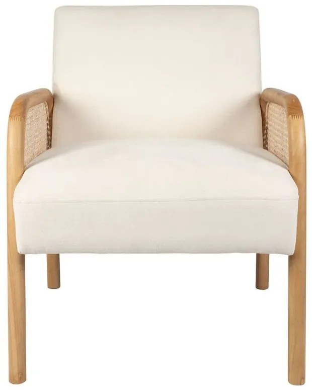 Scaun dining, off white, din lemn de cauciuc si textil, Fermin