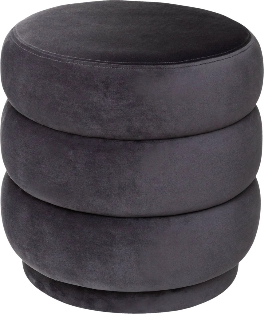 Puf de catifea SINA, Ø 40 cm, antracit
