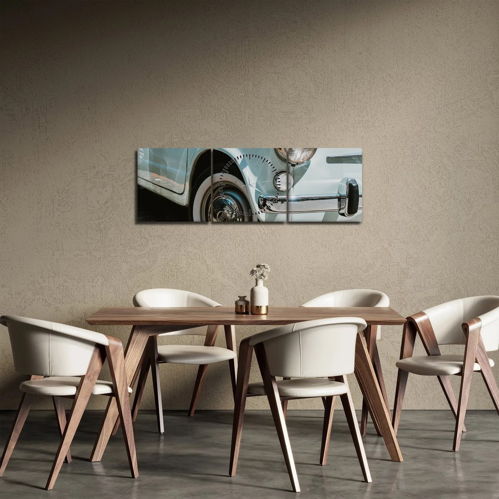 Tablou - mașina retro Fiat (cu ceas) (90x30 cm)