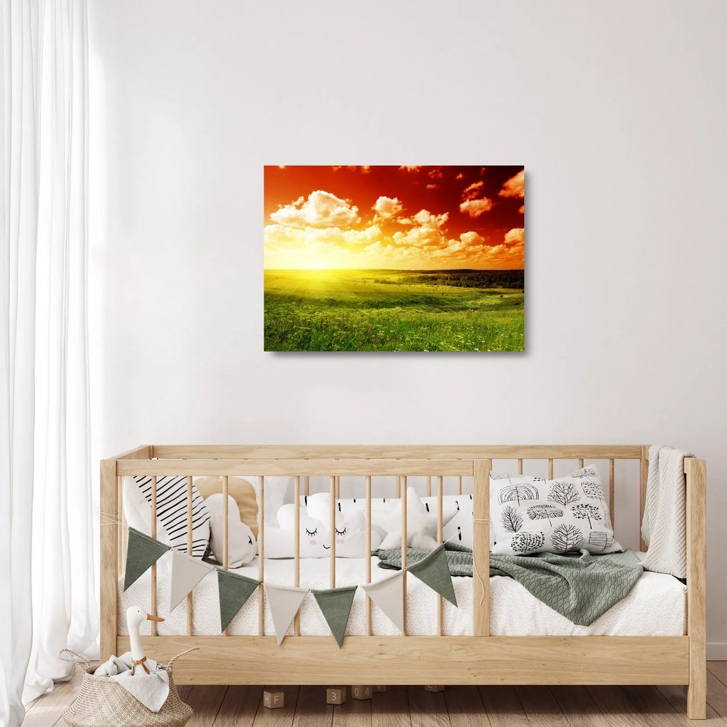 Tablou pe sticlă cu furtuna de vară (70x50 cm)