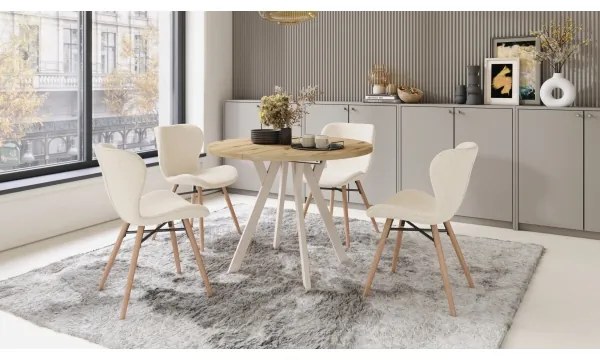 Masă de dining extensibilă ARTUR, stejar artisan/bej