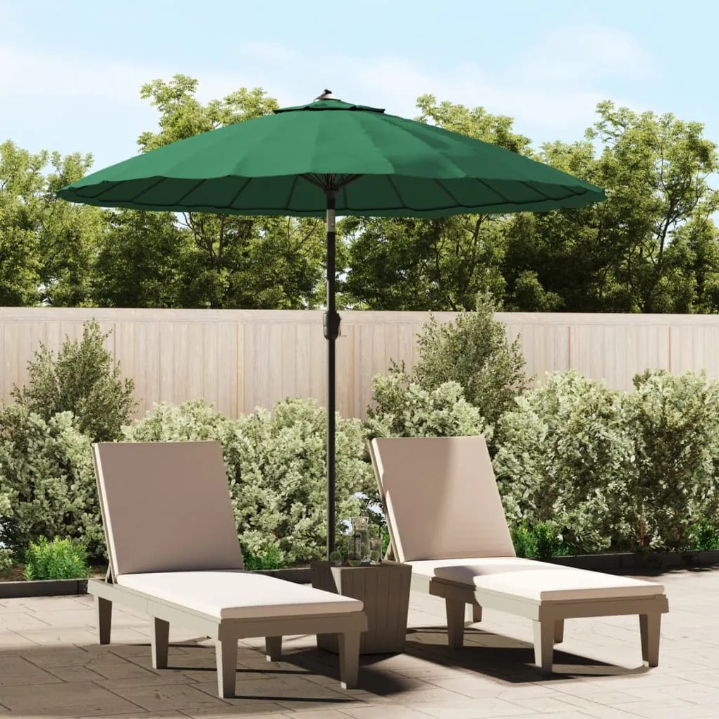 vidaXL Umbrelă de soare de exterior, stâlp aluminiu, verde, 270 cm