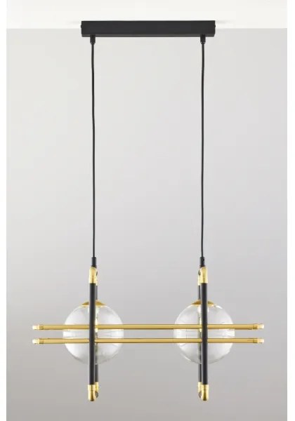 Lustră pe cablu Jupiter 2029 FIORI 2xG9/10W/230V negru/auriu/transparent