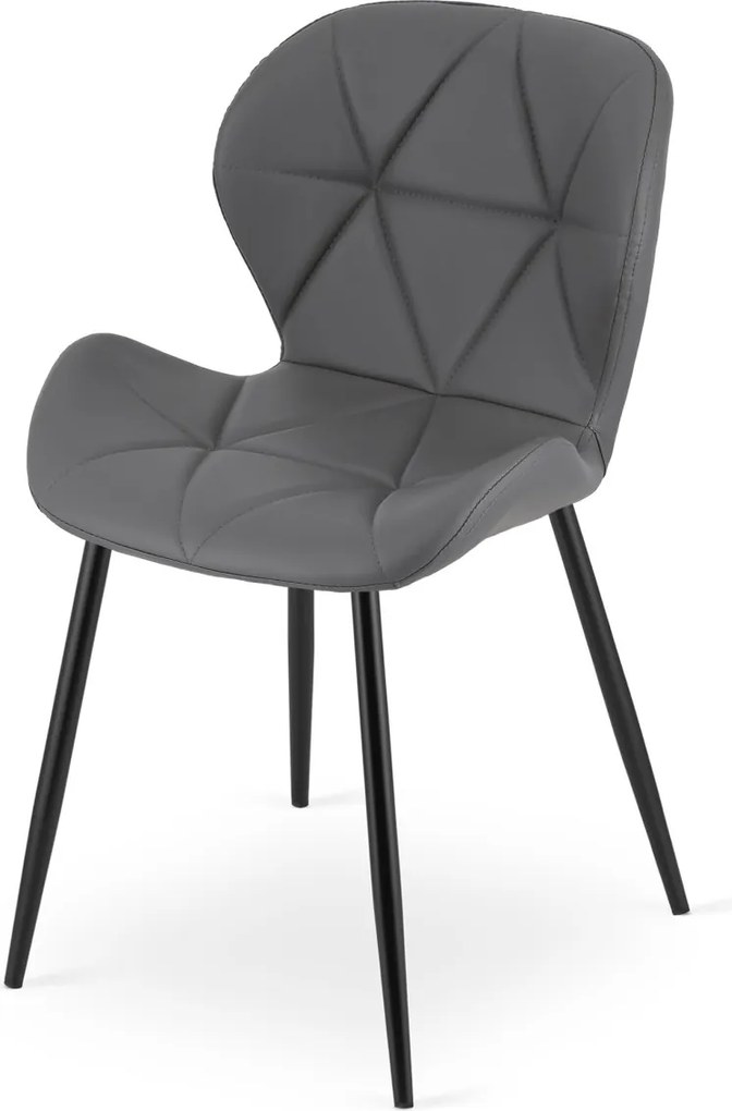 OFERTA Scaun de dining MANGO din piele ecologica cu picioare negre, gri clasa a II-a
