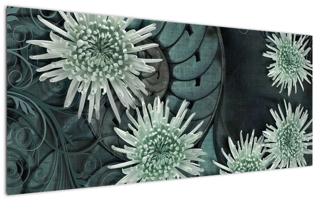 Tablou - Flori verzi (120x50 cm)