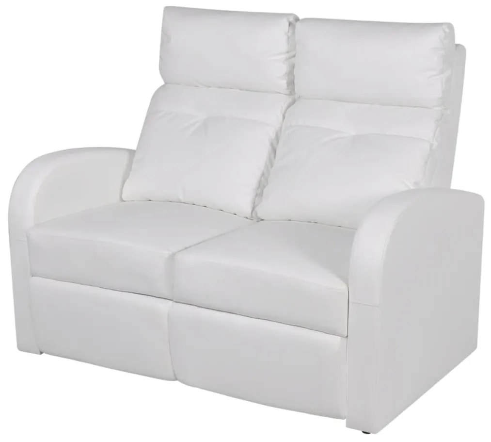 243596 vidaXL Fotoliu rabatabil cu 2 locuri, LED, piele artificială, alb