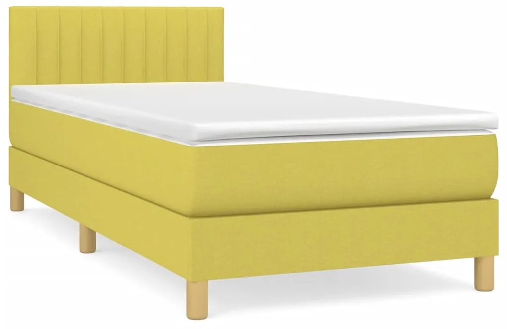 3140760 vidaXL Pat box spring cu saltea, verde, 100x200 cm, textil