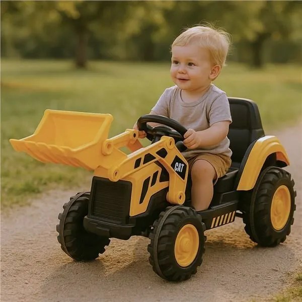 Baby Mix Tractor electric pentru copii CAT, galben
