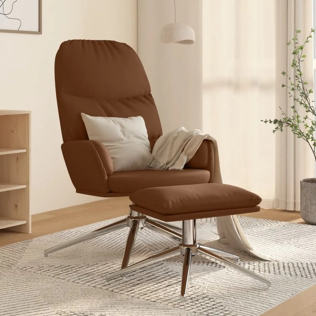 3097375 vidaXL Scaun de relaxare cu taburet, maro, imitație piele întoarsă