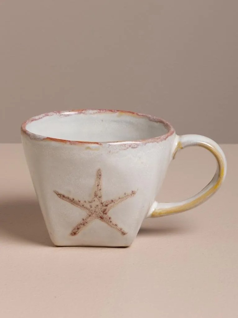 Set 2 cești de cafea din gresie ceramică, H7 cm, "Marine"