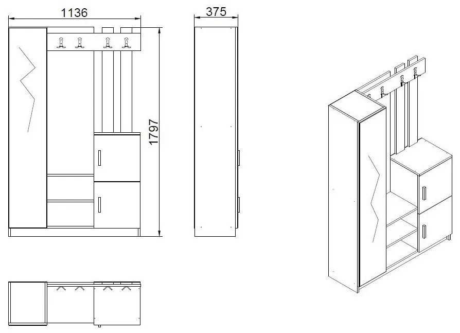 Set de hol Dano Atlanitc Pine and Anthracite