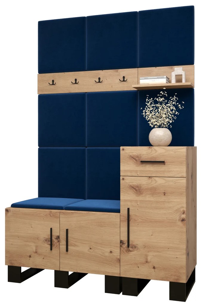 Set mobilier pentru hol Amanda 5 (Stejar artisan + Albastru). 1085898
