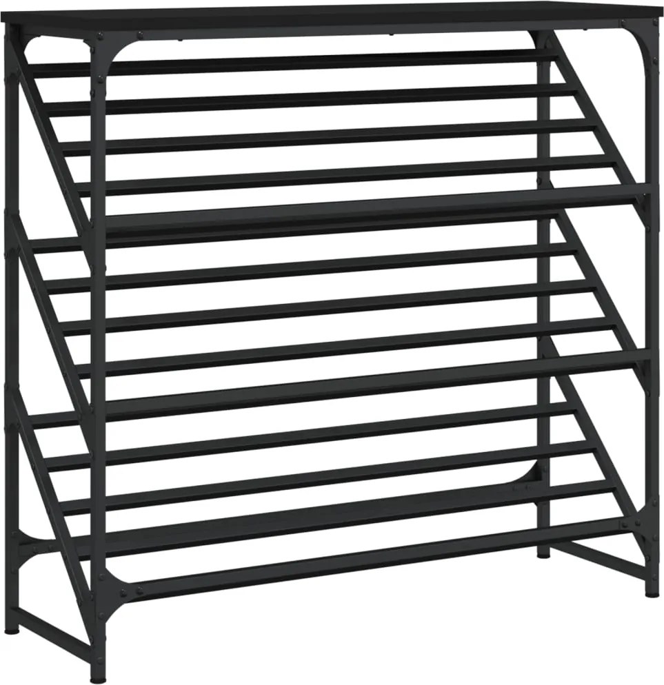 vidaXL Suport pantofi, negru, 90x30x85 cm, lemn prelucrat