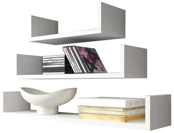 SET 3x raft de perete TRIO alb