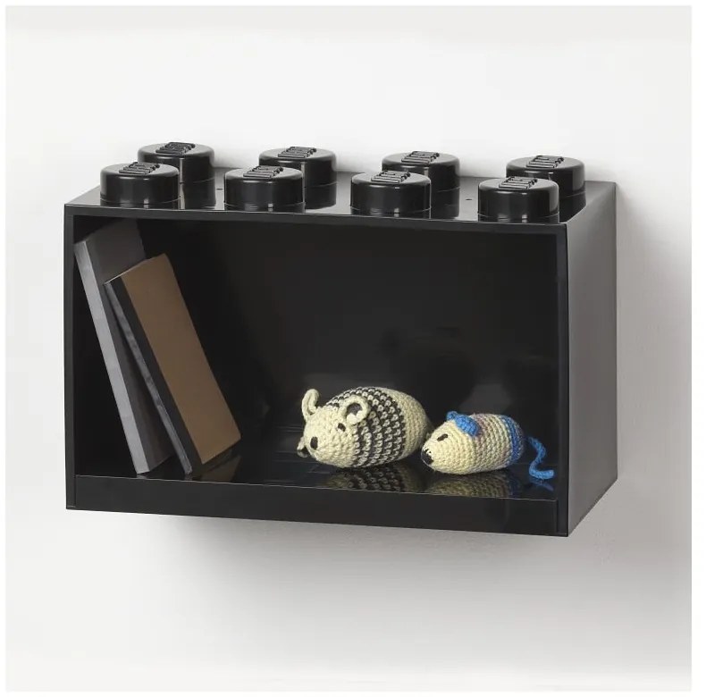 Raft de perete pentru copii LEGO® Brick 8, negru