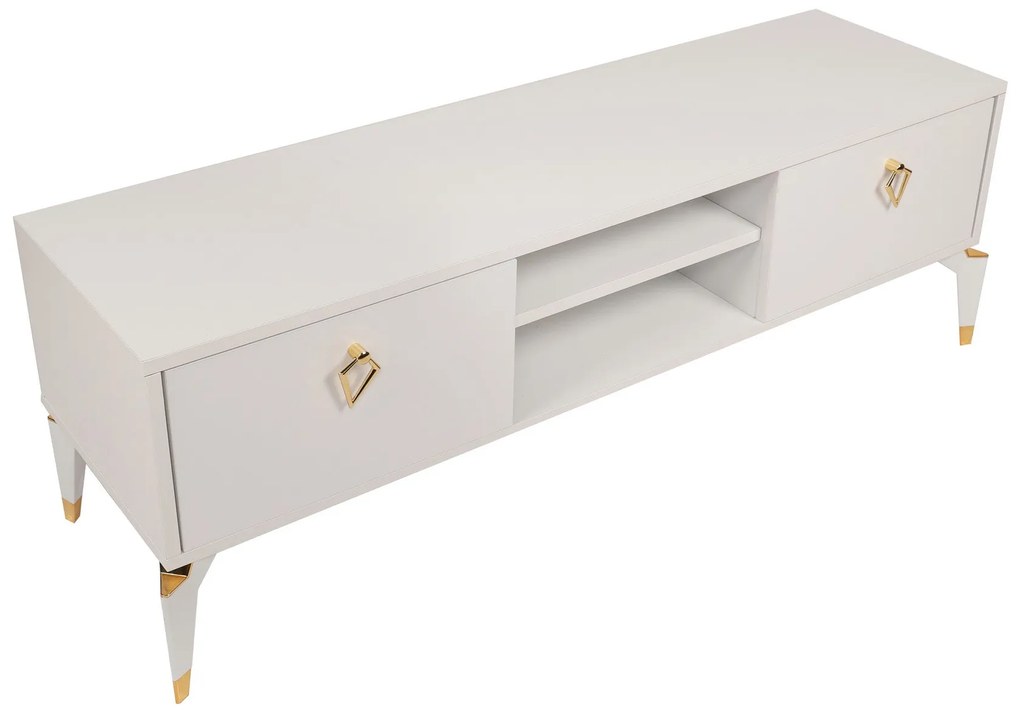 Comoda TV Posh, Alb - Maro inchis, 143 x 47 x 40 cm