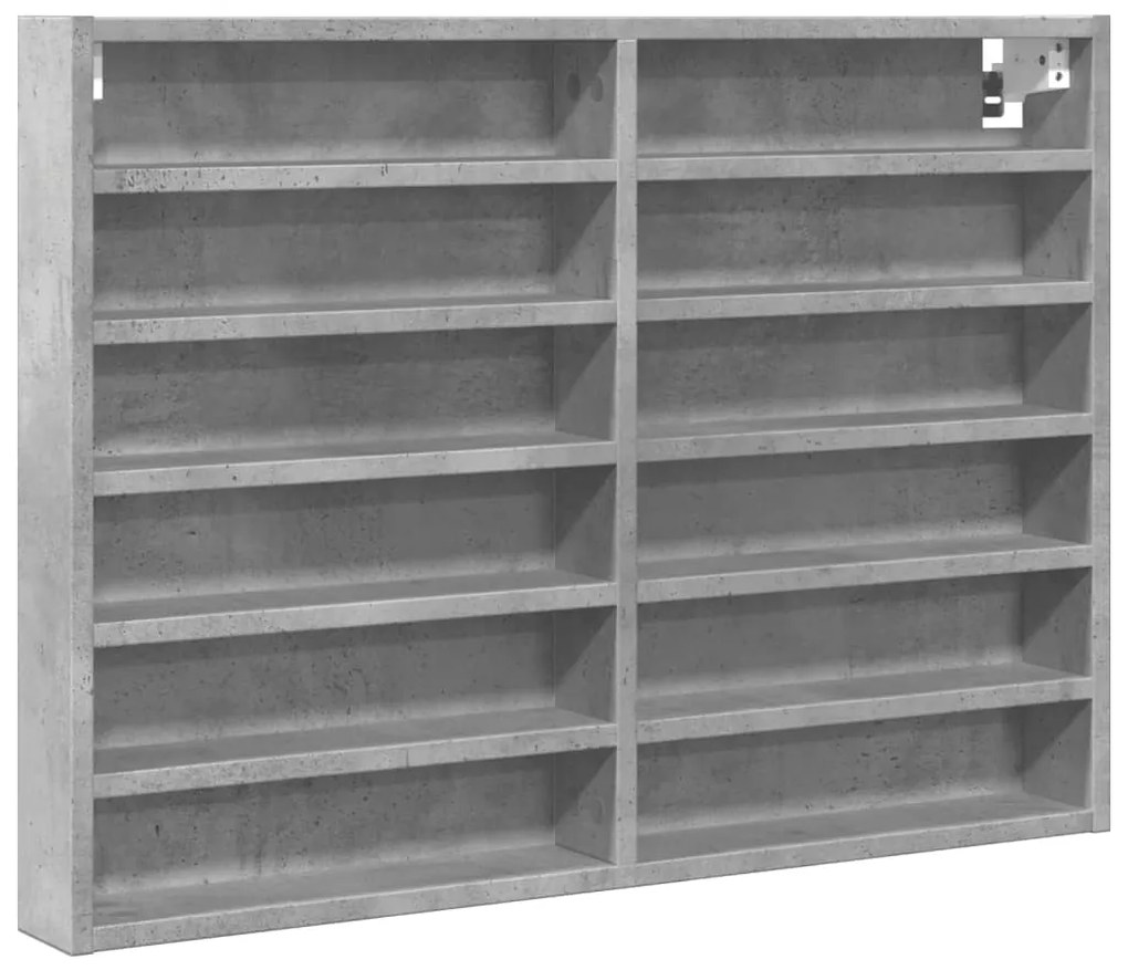 847957 vidaXL Dulap cu vitrină, gri beton, 80x8,5x58 cm, lemn prelucrat