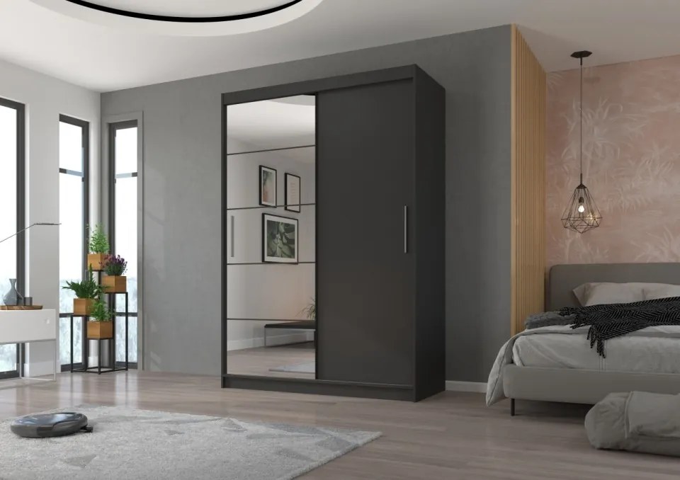 Dulap cu usi glisante si oglinda 150x215 cm, Esti, ADRK Furniture (Culoare: Murano)